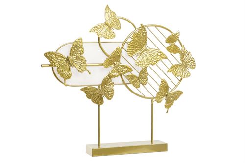 DH-202218 DECORAÇAO METAL 63X9X58,4CM BORBOLETAS DOURADA