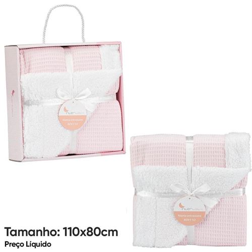 91.00868-02 MANTA QUADRADINHOS PELO BORREGO 80X110CM ROSA