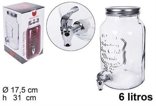 107496 FRASCO VIDRO DISPENSADOR BEBIDAS COM TORNEIRA 6LT
