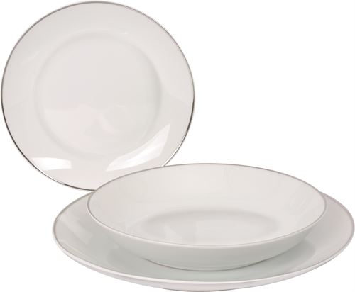 SERVIÇO 18PÇS PORCELANA FIO PRATA