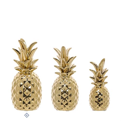 ANANAS CERAMICA DOURADO 9,5X24CM