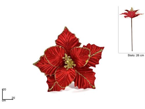 977350 FLOR NATAL VELUDO VERMELHA 25CM