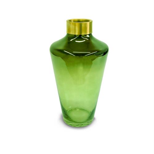 122825161 JARRA VIDRO VERDE C/OURO 18*18*37CM