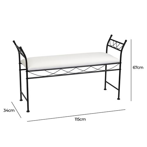 806057 BANQUETA METAL PRETO 115 X 34 X 67 CM