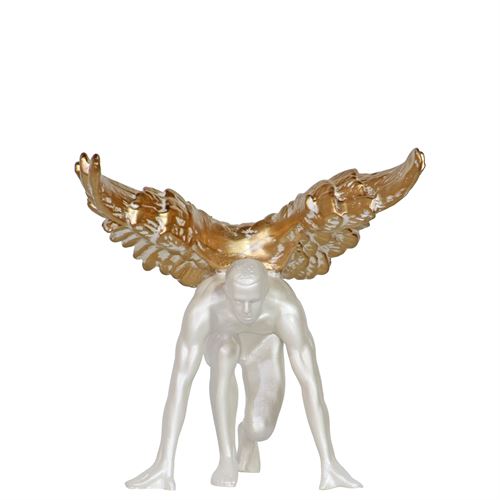 FLYING MAN BRANCO E DOURADO19X19X22CM