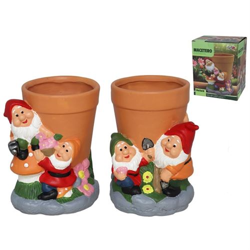 202082 VASO CERAMICA GNOMOS 14X13X18CM