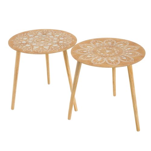 803039 MESA 2/M CRISTAL-MADEIRA 40 X 40 X 40 CM