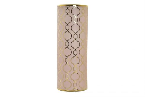 LD-194610 JARRA PORCELANA 13,5X13,5X36 CROMADO ROSA