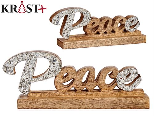 PLACA MADEIRA DECORATIVA PEACE 32CM