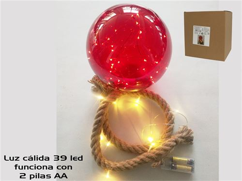 BOLA 39LED CORDA VERM COLG 20CM/1MT