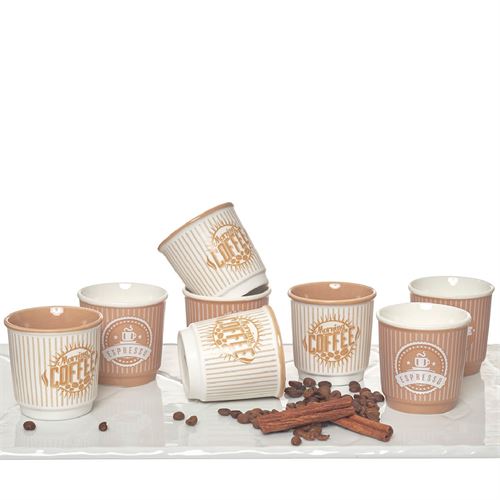 24411 CJ. 8 COPOS CAFÉ 90ML PORCELANA