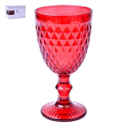 642-01 COPO VIDRO VINTAGE PK6 VERMELHO