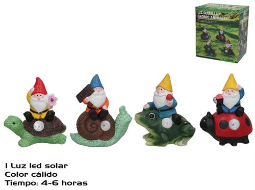 571263 ANIMAL COM LUZ SOLAR E GNOMO 24CM