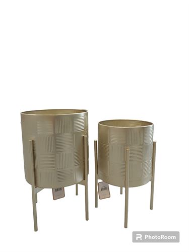 VASOS/2 METAL DOURADO 28*28*47/24*24*41