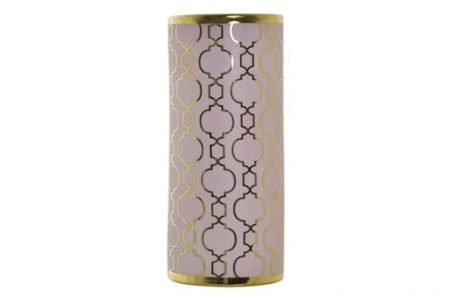 LD-194611 JARRA PORCELANA 14X14X32 CROMADO ROSA