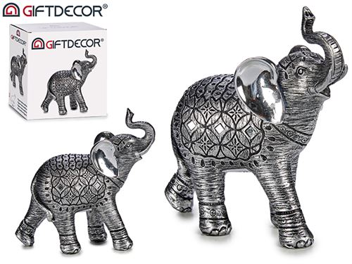 77305 ELEFANTE RESINA PRATEADO 21 x 9 x 20 cm