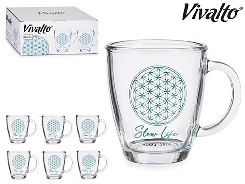 79644 CANECA DE VIDRO 320ML SLOW LIFE X6