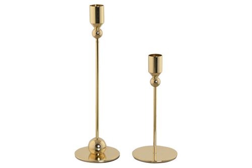 LD-216268 CASTIÇAL SET 2 METAL 8X8X25,5 BRILHANTE DOURADO