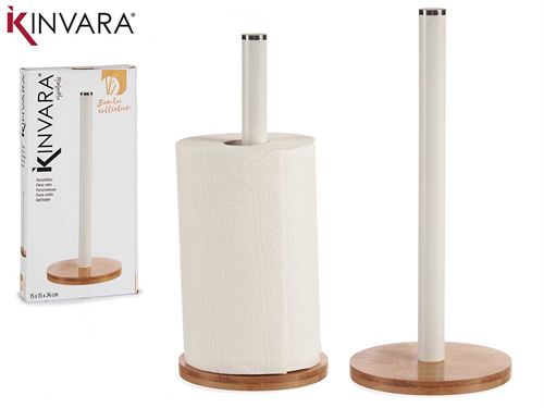 11824 PORTA ROLOS BAMBU METAL BRANCO MATE 18 x 3 x 33 cm