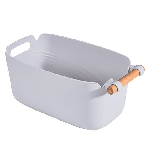 24293 CESTO PLASTICO/MADEIRA 36,2X21,3X17,2CM 24293