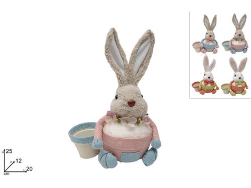 30365 COELHO COM VASO PASCOA 20X10X24CM 4SORT