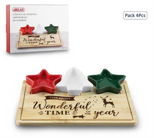 CBK1742 TABUA APERITIVOS 4PÇS NATAL