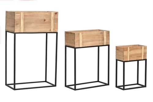 MC-205971 FLOREIRO SET 3 MADEIRA METAL 50X24X80 NATURAL