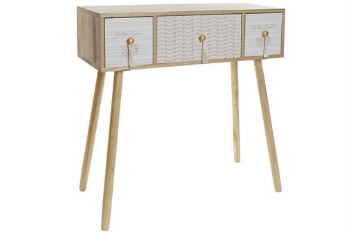 MB-204932 CONSOLA PAUOWNIA 80X32X80CM 3 GAVETAS NATURAL
