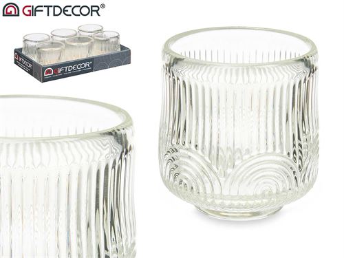93713 SUPORTE VELAS RISCAS TRANSPARENTE 7CM