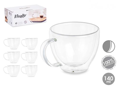 85374 CANECA BOROSILICATO SET6 140ML