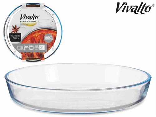 BANDEJA VDR REDONDA BOROSILICATO 26CM