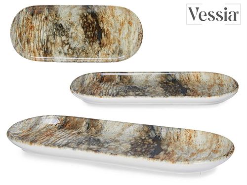 83782 BANDEJA OVALADA PIEDRA CERAMICA 15 x 34,5 x 2,5 cm
