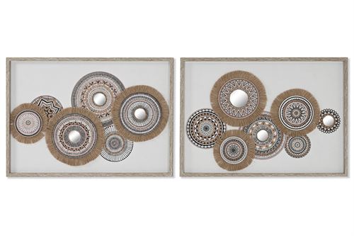 CU-214549 QUADRO TECIDO TELA RAFIA 70X3X50CM BOHO 3D 2 MOD.