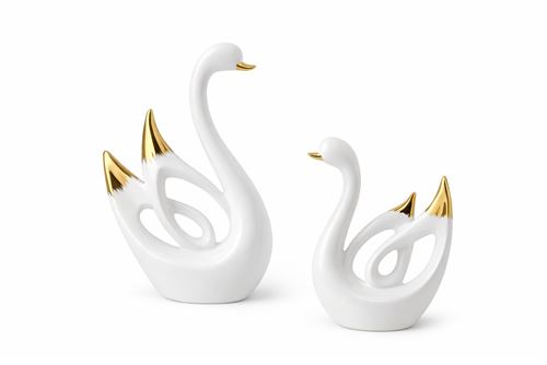 103935384 CISNE DEC BRANCO/PRATA  14X6X14CM