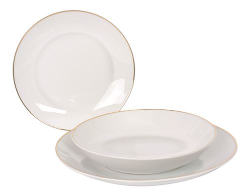 SERVIÇO 18PÇS PORCELANA FIO OURO