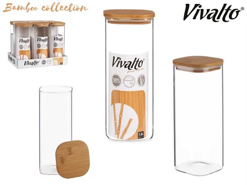 FRASCO COZINHA BOROSILICATO C TAMPA BAMBU 1800ML