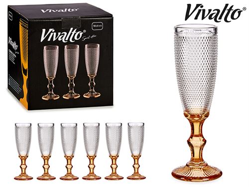 77095 CJ-6 COPOS CAVA VIDRO DECO PE AMBAR (18CLX6)