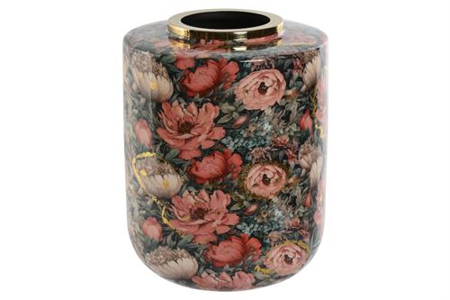 JR-215167 JARRO FERRO 24X24X30.5 FLORES ROSA