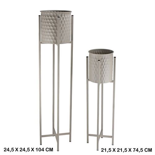 FLOREIRA METAL SET2 CINZA
