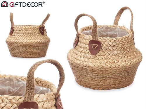 94275 CESTO DOBRÁVEL COM PEGAS DE ESPARTO MISTO 26CM