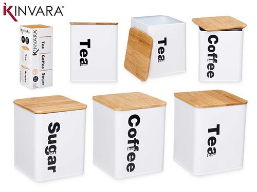86944 CONJ 3PÇS CAIXA METAL BR TAMPA BAMBU 11,5 x 15 x 36 cm.