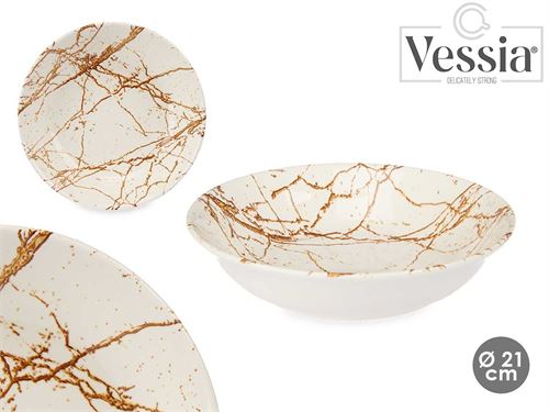 93304 PRATO FUNDO PORCELANA 21CM DOURADO