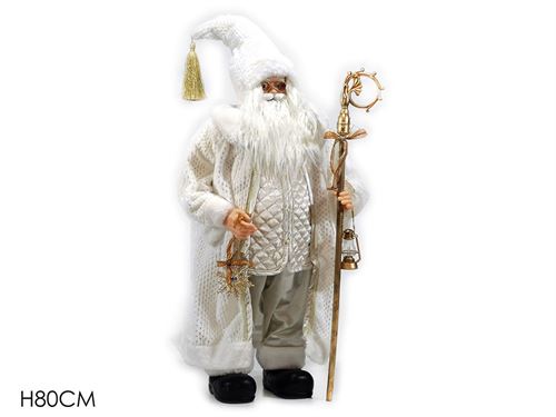 432652 PAI NATAL BRANCO CASACO PELO 80CM