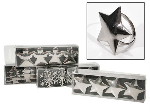 390363 ARGOLA GUARDANAPOX4 NATAL PRATA METAL 4SORTIDOS