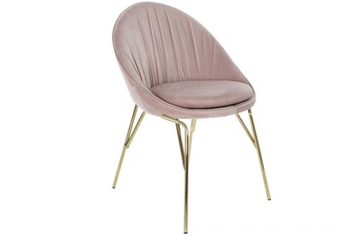 CADEIRA VELUDO METAL 60X60X85 DOURADO ROSA