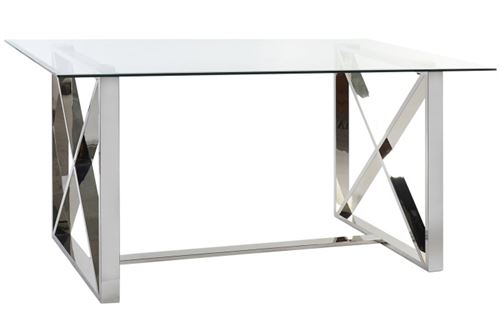 MB-190890 MESA DE JANTAR AÇO VIDRO 170X90X75 TRANSPARENTE