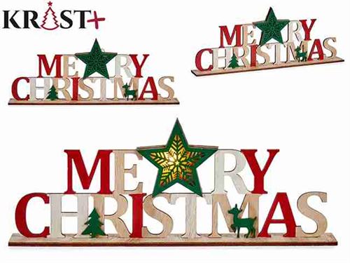 LETRAS MADEIRA MERRY CHRISTMAS C/LED