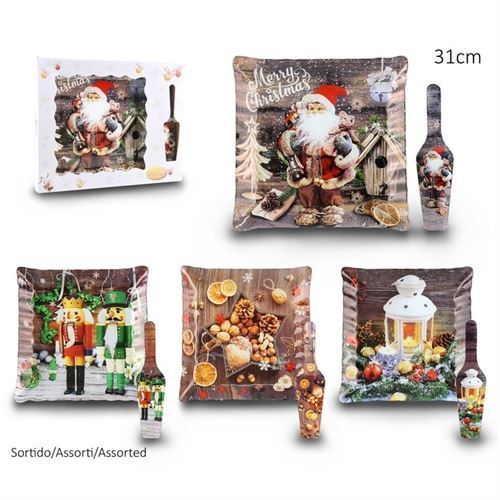 PRATO NATAL 31X31 COM ESPATULA VIDRO