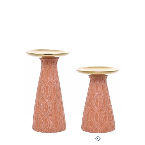 28384 CASTIÇAL CERAMICA GOLDEN BRICK 17CM