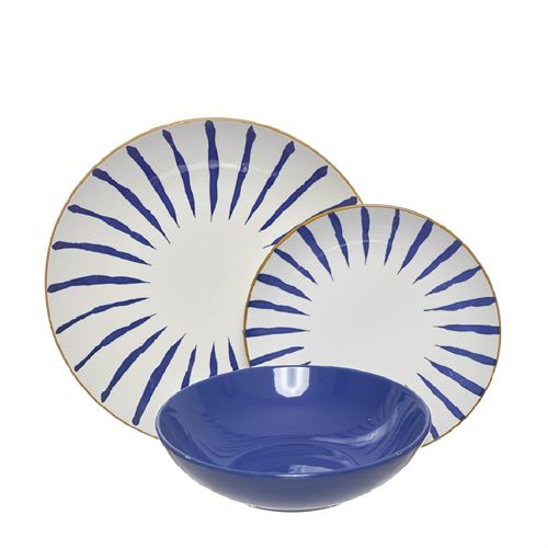 SERVIÇO 18PÇS PORCELANA E GRÊS AZUL